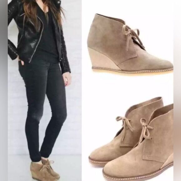 J CREW ~MacAlister Beige Suede Wedge Chukka Desert Ankle Boots - Picture 1 of 11